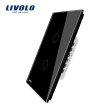 Free Shipping Livolo US Power Wall Touch Light Switch Electrical 110~220V 2 gang 1 way VL-C502-12